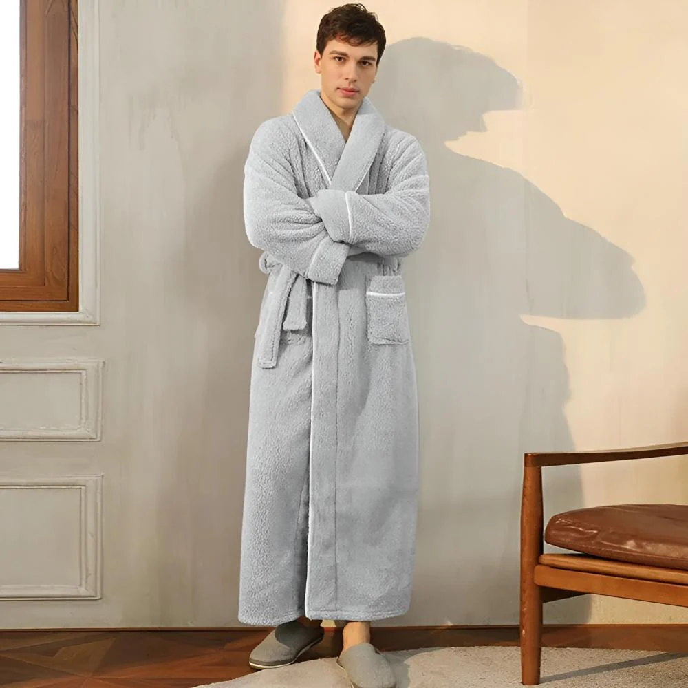Unisex Langer Morgenmantel - Flauschiger mit Gürtel - Image 2
