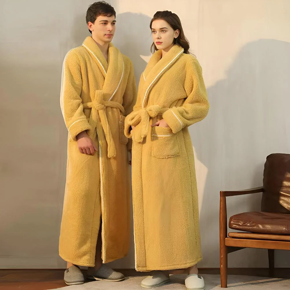 Unisex Langer Morgenmantel - Flauschiger mit Gürtel - Image 3