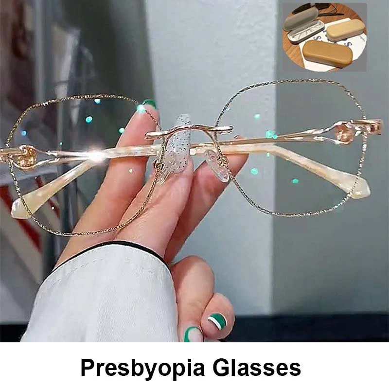 Women's Synthetic Diamonds Rimless Anti Blue Light Glasses - Image 10